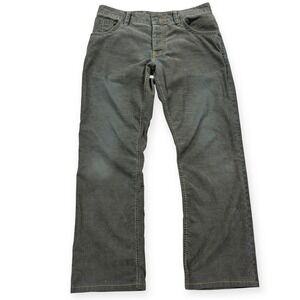 Y2K Quiksilver Corduroy Pants Men's 34x30 Olive Green Button Fly Regular Fit
